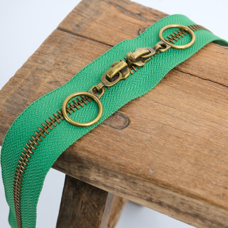 40cm Double-Slider Circle Clasp in Soft Green Brass - Maison Klem